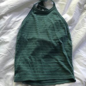 Striped green halter tank top